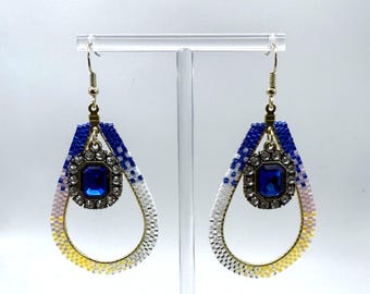 Pendientes de lágrima con diamantes de imitación azules