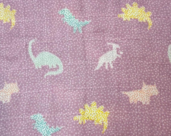 Dinosaur Muslin Fabric by Pop! Joann Fabrics – Pink Cotton Double Gauze, Baby Quilt Fabric, Kids Apparel, Breathable Lightweight Fabric