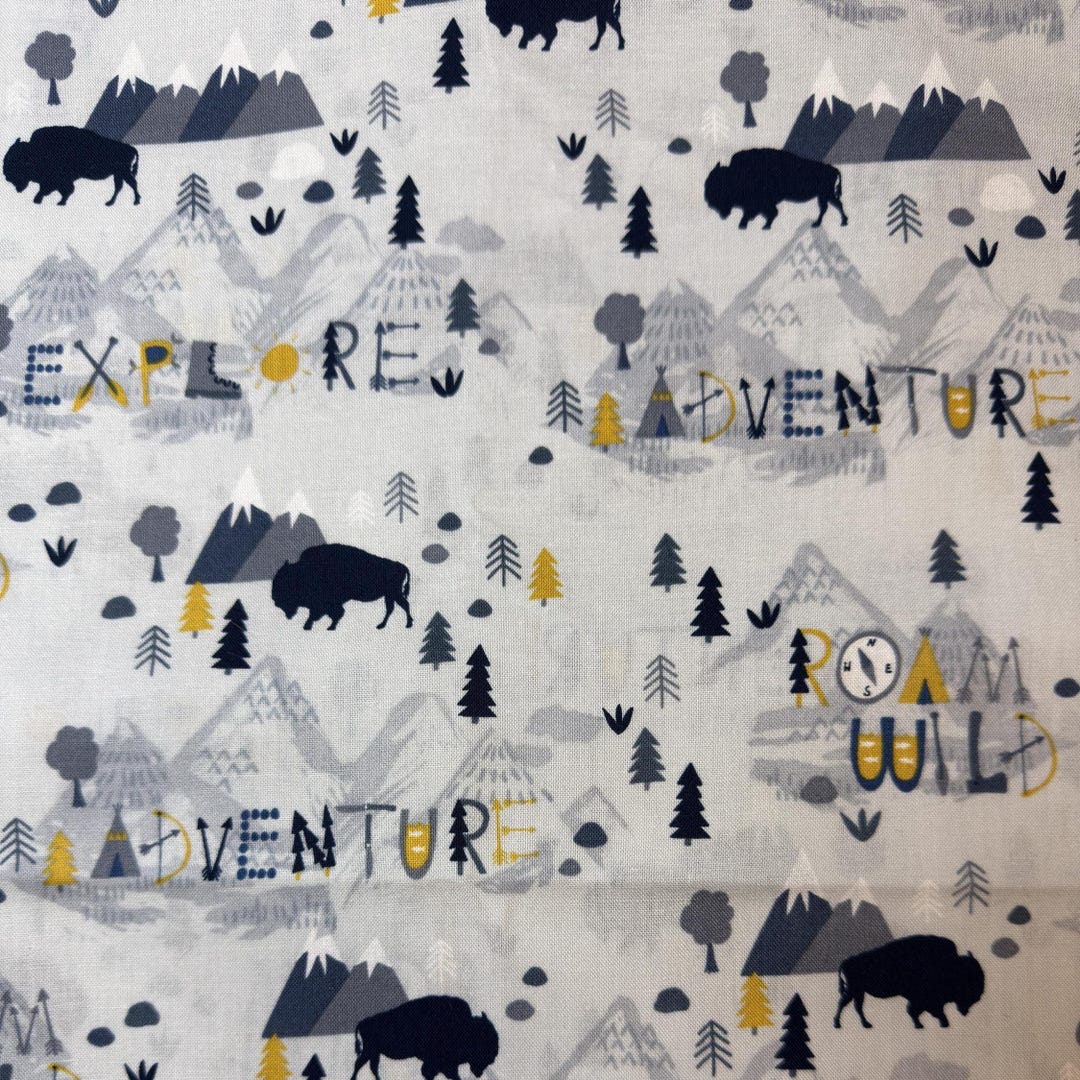 Roam Wild Adventure Fabric – Buffalo Mountain Cotton Fabric, Explore ...