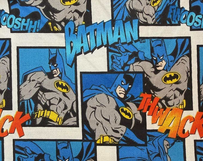 Batman Comic Fabric/ Blue DC Superhero Fabric by the1/2 Yard/ Licensed Camelot Quilting Cotton Fabric