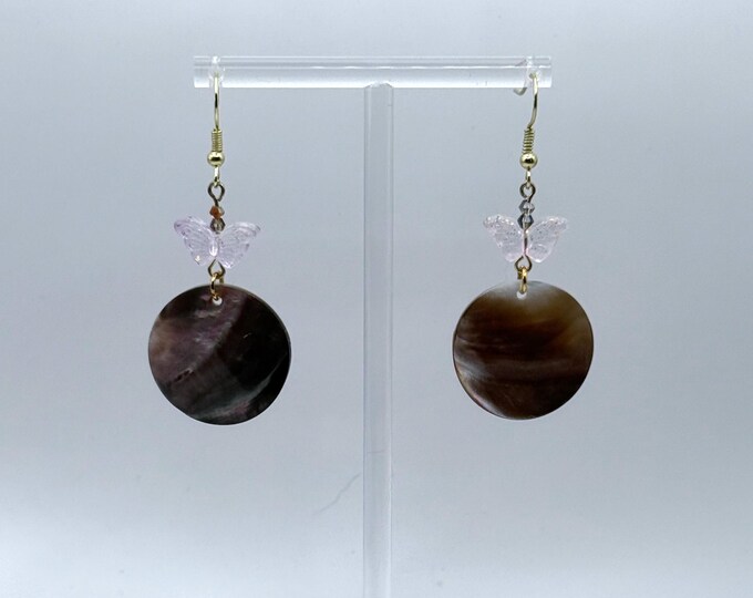 Abalone and Butterfly Bead Earrings