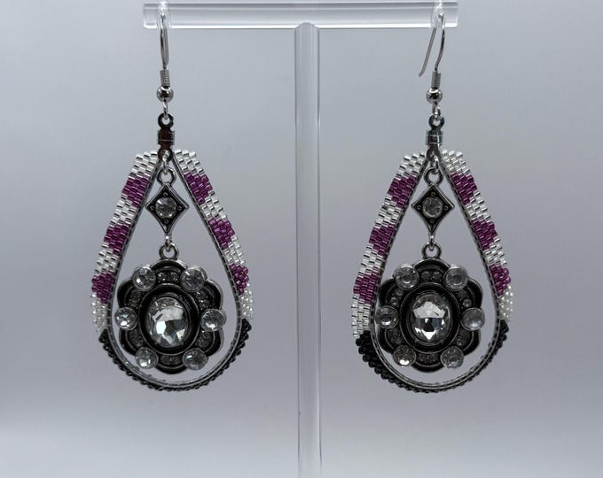 Black Rhinestone Teardrop Earrings