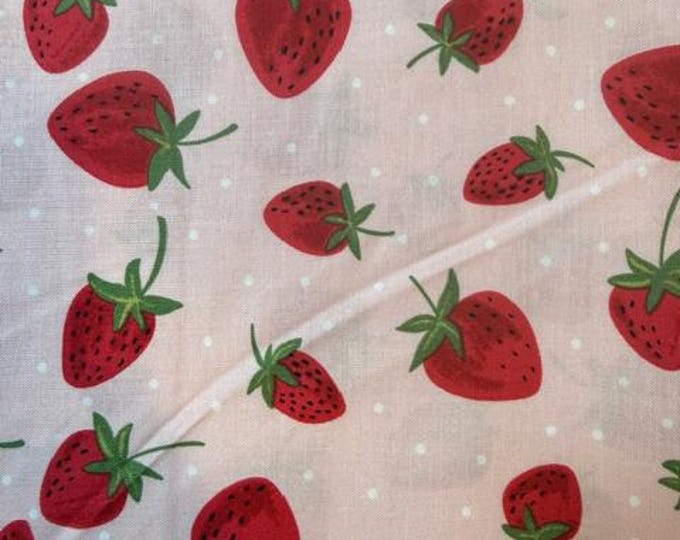 Strawberry Fabric 1 Yard by Brother Sister Design Studio – Pink Strawberry Cotton Fabric, Cute Fruit Fabric, Summer Fabric, Hobby Lobby