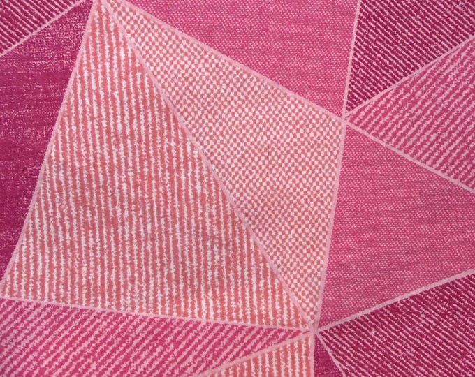 Richloom Pink Geometric Fabric – 48" Wide Modern Triangle Cotton – Blush Tone on Tone – Sold by the Half Yard