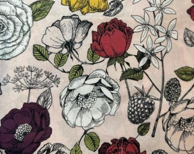 Botanical Floral Fabric - Brother Sisters Design Studio - 44" Wide-Sold by the 1/2 Yard