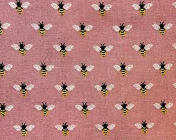 Pink Bee Cotton Fabric – Bee Print Quilting Cotton – Bee Fabric by the Half Yard – Honey Bee Fabric – Sewing & Craft Fabric