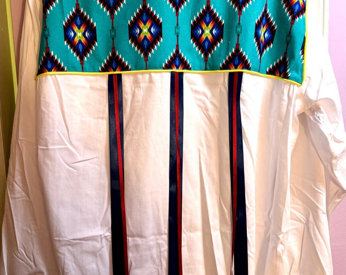 Men’s Turquoise Geometric 2XL Ribbon Shirt