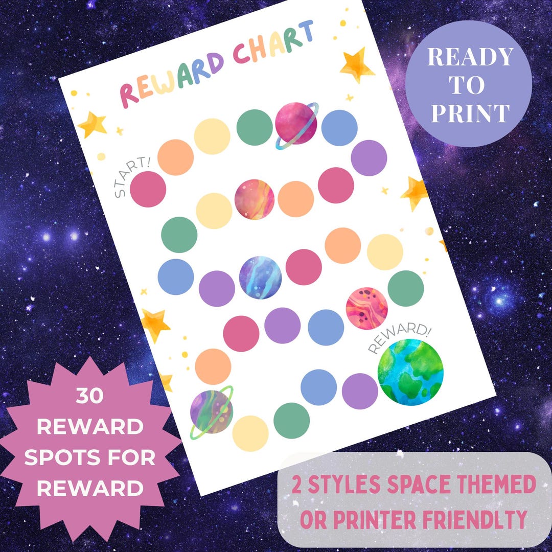 Space Reward Chart for Kids: Printable Behavior & Chore Tracker (PDF ...