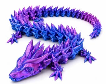 24-Zoll-gegliederter Kristall-Drache | 3D Gedrucktes Flexi Spielzeug | Fantasie Geschenk | Schreibtisch Decor