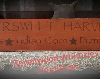 Primitive harvest sign, harvest sign, bittersweet sign, pumpkin sign, thanksgiving fall sign, primitiv autumn sign, farmhouse halloween sign
