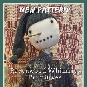 Primitive snowman PDF pattern, primitive snowman pattern, prim winter pattern, prim snow pattern, Christmas pattern, prim snowman