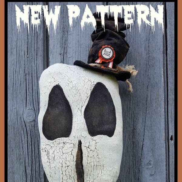 Primitive Halloween PDF Pattern, Primitive Skeleton pattern, skeleton pattern, halloween skull, prim halloween, skull, spooky skull, pattern