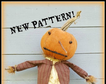 Primitive Pumpkin PDF Pattern, Primitive Scarecrow, Primitive Fall, Prim Pumpkin, Prim Halloween, Halloween, Fall PATTERN!