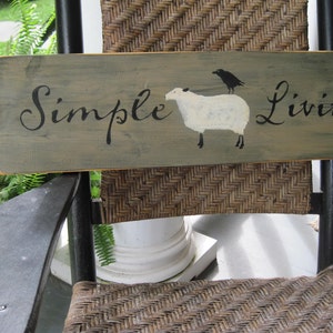 Country Primitive Farmhouse Wooden Sign sheep sign crow sign farmhouse decor farmhouse sign, country sign, primitive sheep primitive crow image 1