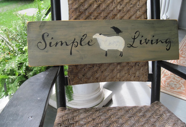 Country Primitive Farmhouse Wooden Sign sheep sign crow sign farmhouse decor farmhouse sign, country sign, primitive sheep primitive crow image 1