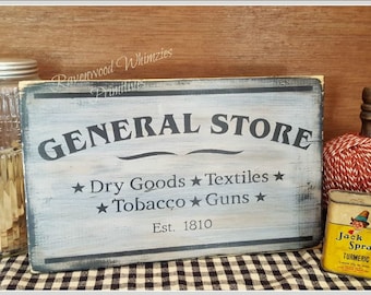 Farmhouse sign, primitive sign, custom colors general store sign, store sign, primitive farmhouse decor, farmhouse decor, kitchen sign