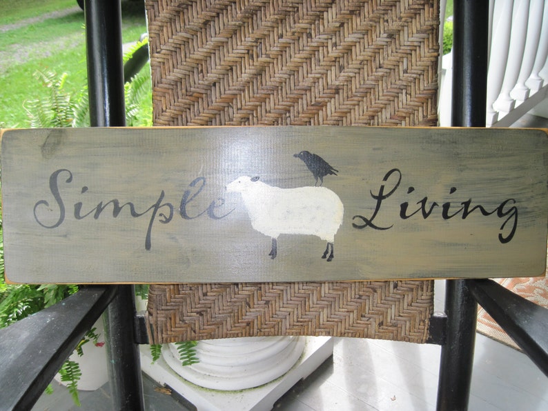 Country Primitive Farmhouse Wooden Sign sheep sign crow sign farmhouse decor farmhouse sign, country sign, primitive sheep primitive crow image 2