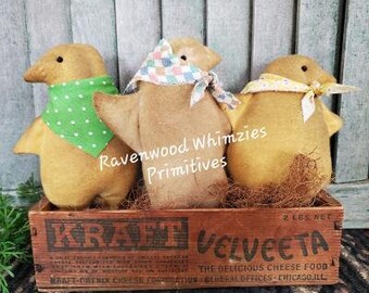 Primitive easter, primitive easter decor, MADE to ORDER prim chicks, primitive rabbit, primitive chicken, easter decor, farmhouse easter