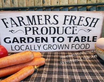 Handmade Farmhouse Produce Sign, Aged White Wash Finish, Farmhouse decor, Fresh produce sign, Garden sign, Farm to Table sign, Handmade