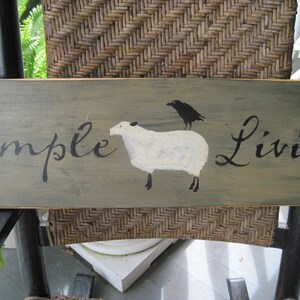 Country Primitive Farmhouse Wooden Sign sheep sign crow sign farmhouse decor farmhouse sign, country sign, primitive sheep primitive crow image 3