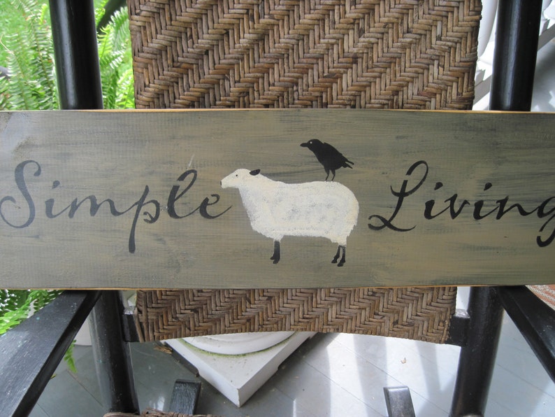 Country Primitive Farmhouse Wooden Sign sheep sign crow sign farmhouse decor farmhouse sign, country sign, primitive sheep primitive crow image 3