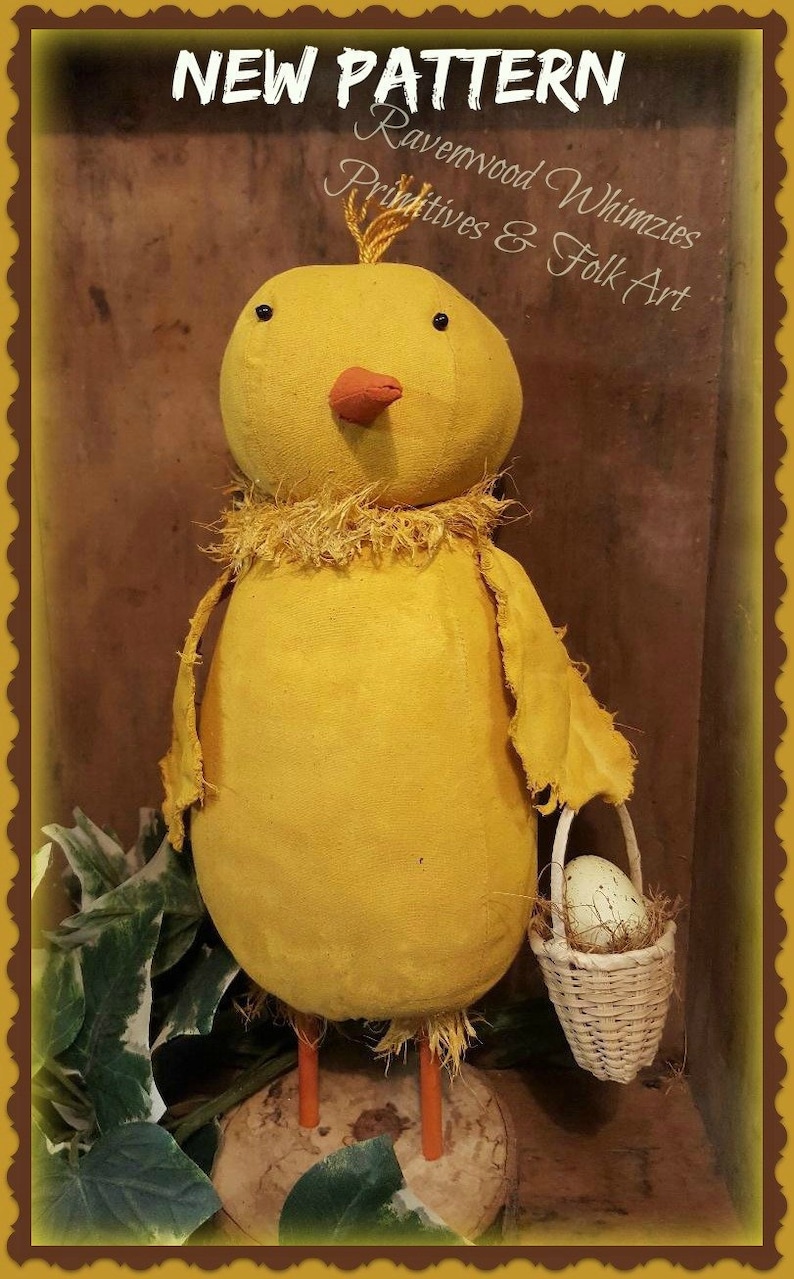 Primitive Easter Chick PDF Pattern, prim chick pattern, prim pattern, primitive pattern, chicken pattern, primitive chicken, Easter pattern image 1