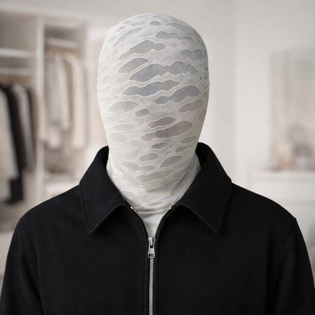Translucent Fabric Mask Textured Full Face Fabric Mask, Stretchy Black & White Cosplay Costume ...