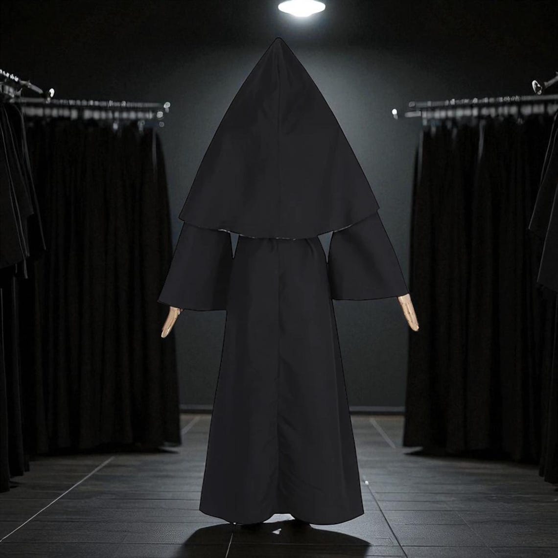 Scary Nun Costume, Horror Movie Cosplay Outfit, Black Hooded Halloween ...
