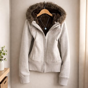 Y2k jacket with fur hoodie - Etsy 日本