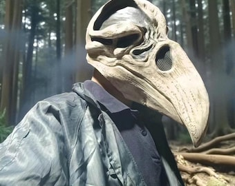 Máscara de látex de cráneo de cuervo, máscara de esqueleto con pico de cuervo, cubierta para la cabeza para cosplay de terror para fiesta de Halloween