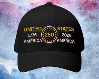 Embroidered USA 250th Anniversary Hat, Patriot Baseball Cap, National Celebration Headwear, America 250 Gift
