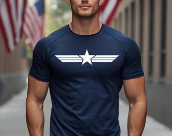 Heroic Military Inspired Stars and Stripes T-Shirt - Patriotic USA Tee - Workout Shirt