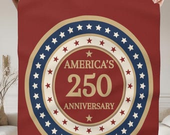 America 250 Sherpa Fleece Blanket, American Milestone Throw, USA Anniversary Bedding