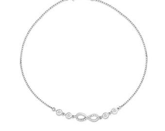 Handmade Cubic Zirconia Silver Anklet, Minimalist Ankle Jewelry