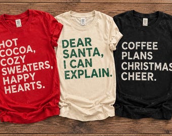 Dear Santa Matching Family Christmas Shirts, Funny Holiday Tees Kids and Adults Xmas Outfits Group X-mas Eve Tops Funny Holiday Shirt Set