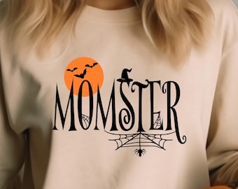Momster Halloween Sweatshirt, Funny Mom Halloween Crewneck, Halloween Shirts, Halloween Crewneck, Halloween Sweater, Mothers Day Gift
