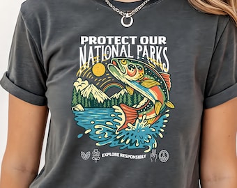 90's National Parks Comfort Colors® Unisex T-shirt, Respect the Local Wildlife, Granola Girl Shirt, Hiking Camping Clothes Wanderlust Shirt