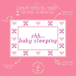 Baby Sleeping Needlepoint Chart – Digital Download PDF – Cute Nursery Stitch Pattern – Handmade Baby Gift Pattern