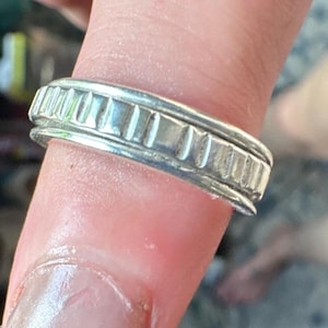 Sterling Silver Textured Band Ring – Handmade Boho Artisan Jewelry