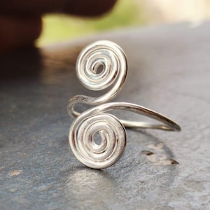 925Sterling Silver Spiral Ring | Adjustable Double Swirl Ring | Boho Tribal Handmade ring Statement Jewelry | Unique Gift for Her