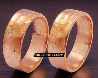 100% pure copper band Hammered Copper Ring: Rustic Viking Style Band, 7th Anniversary