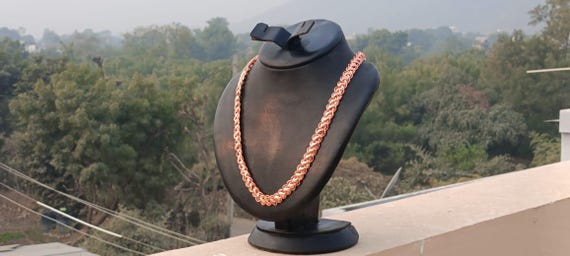 Handmade Copper Chainmaille Necklace: Unisex Statement Jewelry