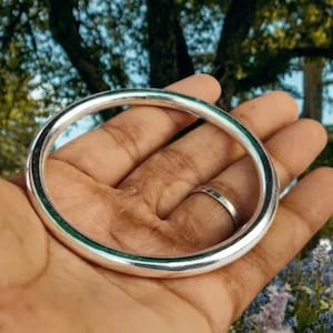 Solid Sterling Silver Bangle Bracelet: Minimalist Unisex Cuff