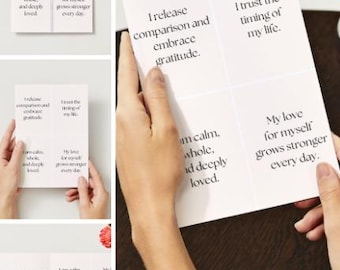 Affirmation Cards Printable – 32 Positive Quotes for Confidence & Healing | Digital Download | Minimalist Wall Art or Journal | Self-love