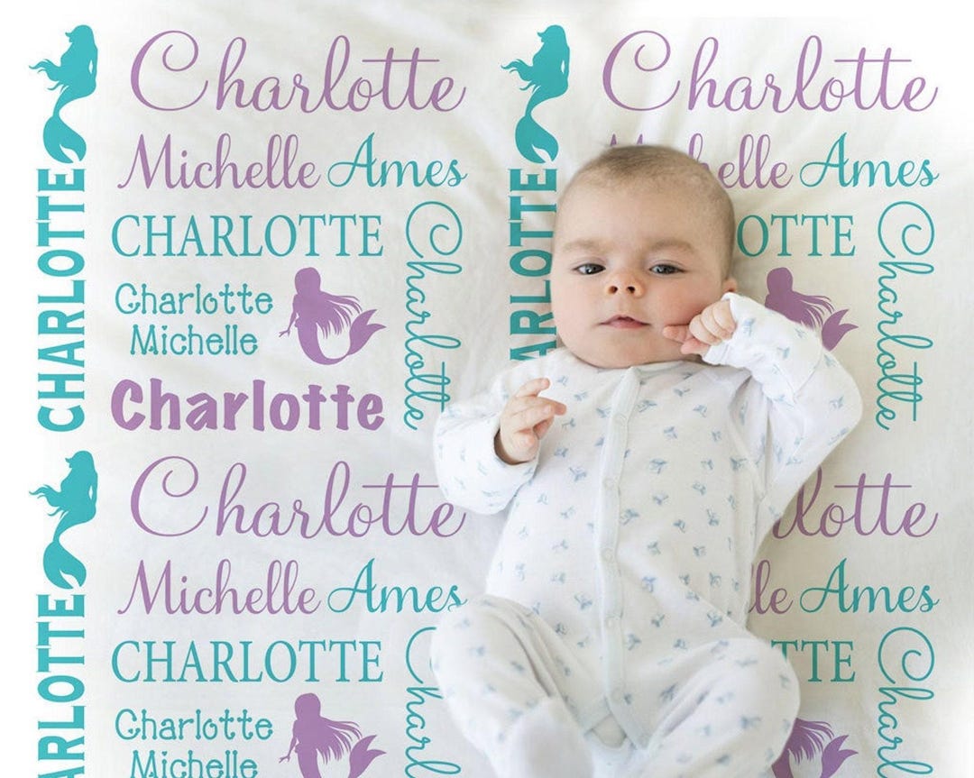Personalized Mermaid Baby Blanket, Purple & Aqua, Under the Sea Gift - Etsy