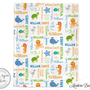 Under the Sea Baby Boy Blanket, Under the Sea Personalized Baby Blanket ...