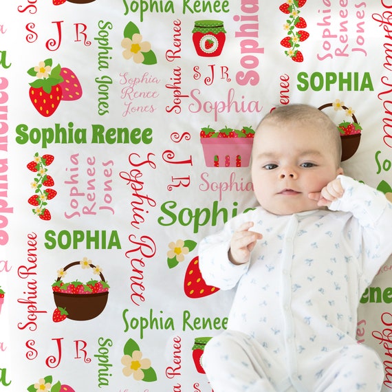 Strawberry Baby Girl Blanket Personalized Newborn Strawberry Name Blanket Strawberry Swaddle Blanket Baby Gift Summer Berry Blanket Etsy Canada
