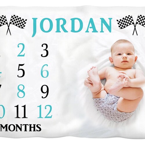 Racing Flag Milestone Photo Baby Blanket Drag Racing Baby Etsy