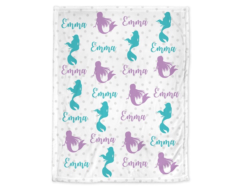 Purple and Teal Mermaid Baby Blanket Personalized Mermaids Etsy