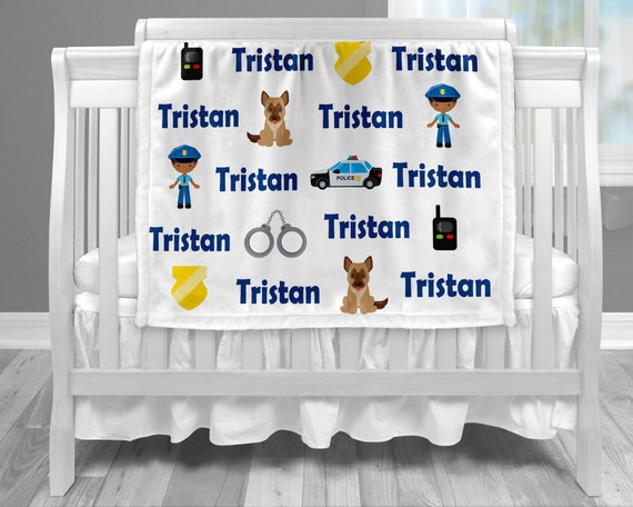 Baby boy police blanket, cop car baby blanket, boy or girl, police personalized baby gift, custom name blanket, baby shower gift- baby gift Il_570xn